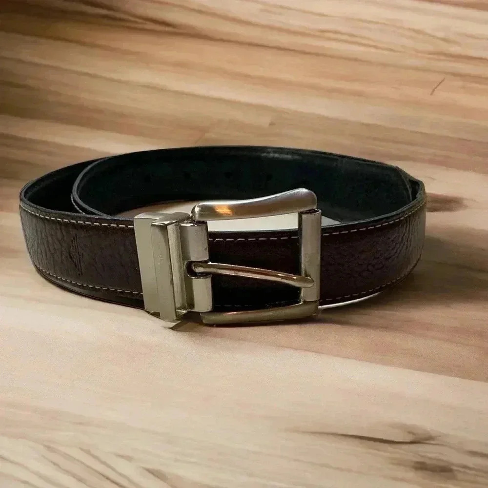 Source Unknown, reversible buckle, Men’s 100% leather silver buckle, black brown